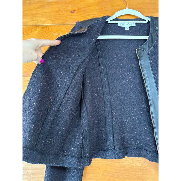 ST. JOHN Collection Vintage Black Zip Front Knit Jacket VTG Career Womens Size 8 - Picture 5 of 5